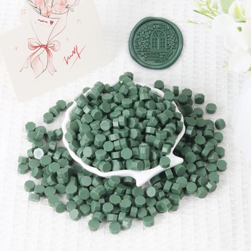 Olive Green Wax Seal Beads, HOSEALING Premium 360pcs Sealing Beads for Wax Seal Stamp, Green Sealing Wax Pellets Refill Pack for Wax Seal Kit, Wedding Invitations, Envelope Letter Sealing - color: Olive Green