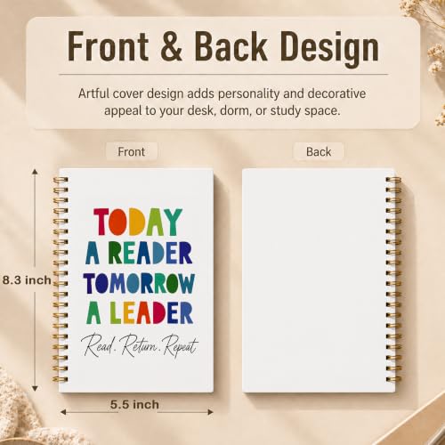 Boho Inspirational Reading Spiral Notebook 5.5x8.3 Inch | Book Lovers Bookish Gifts for Women,Today a Reader Tomorrow a Leader Hardcover Lined Notebook Journal - color: pattern-8