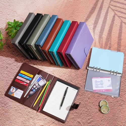 Wason A5 Binder PU Leather Journal Ring Portfolio Lined Notebook Refillable Paper Diary with Removable Clipboard Writing Notepad for Travel Business School Agenda Organizer (Coffee) - color: Coffee