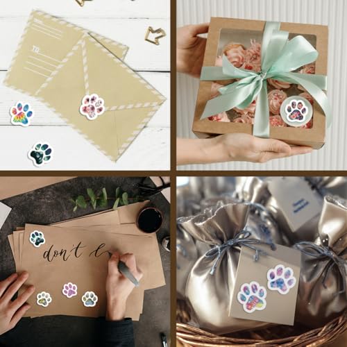 AHANDMAKER 180 Pieces Self-Adhesive Cat Dog Paw Prints Stickers, 9 Styles Colorful Paw Prints Stickers 1 Inch Cartoon Decals for Album Arts Planner Calendar Scrapbooking Crafting Bag Decor - style: Paw Prints