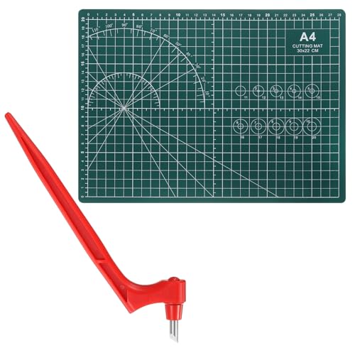 HARFINGTON Craft Cutting Tools 30 Degree Blades 360 Degree Rotating Blade Stainless Steel Cutter Pen Knife with Mat for DIY Crafts Stencils Scrapbooks, Red - color: Red