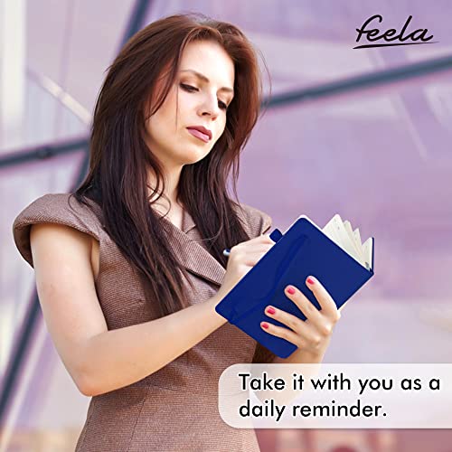 feela College Ruled Notebooks, 18 Pack Business Notebook Bulk Hardcover Lined Writing Journal with Pen Holder for Men Women Note Taking, with 18 Black Pens, 120 GSM, 5.1”x8.3”, A5, Navy - color: 18 Navy