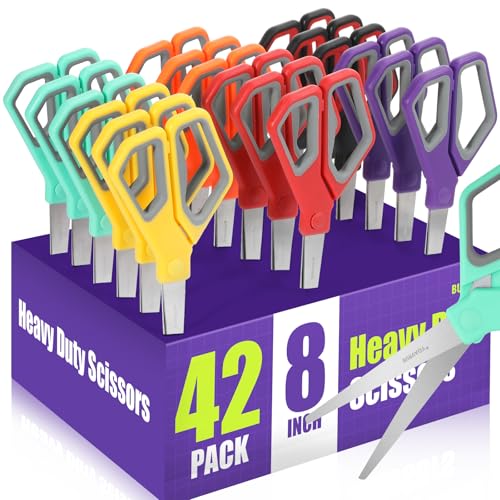 BURVAGY 42 Pack 8" Scissors All Purpose, Heavy Duty Scissors for Office - color: 42pack