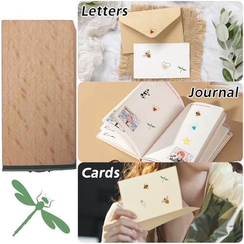 CRASPIRE 0.6 Inch Mini Dragonfly Square Wooden Stamps Wood Rubber Stamps for Card Making Merry Christmas Small Pattern Rubber Squares Stamp DIY Craft Card Scrapbooking Merry Christmas Decorative Art - style: Dragonfly