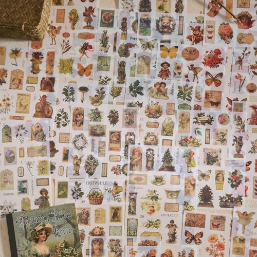 550+ Aesthetic Scrapbook Stickers, Vintage Stickers for journaling Butterfly Plant Flower Nature Washi Sticker Book for Adults, Junk Journal Supplies for DIY Art Collage Album Scrapbooking Planner - color: Blooming Allure Series