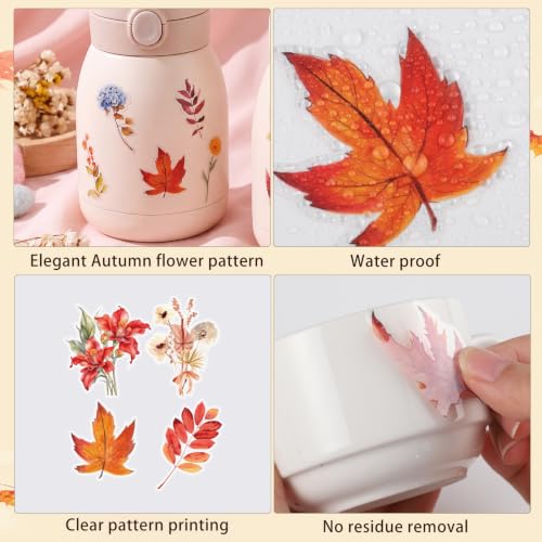 80 Pcs Fall Stickers Natural Autumn Flower Sticker for Scrapbook Supplies - style: Fall
