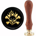 CRASPIRE Skull Wax Seal Stamp Halloween Sealing Wax Stamps Flame 30mm Retro Vintage Removable Brass Stamp Head with Wood Handle for Wedding Invitations Christmas Thanksgiving Gift Packing - style: Halloween Skull Flame