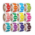 12 Rolls 6000 Labels Round Month Stickers-1 Inch Color Coded Monthly Adhesive Labels for Inventory Management and Organization, 500 Pieces Per Roll