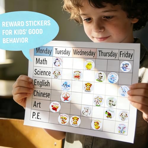 Reward Stickers 3 Rolls 1500 PCS for Students, Fun Colorful Animal Designs Stickers for Teachers, School, Party, Homework Rewards, Gifts, Classroom Must Haves (1 Inch)