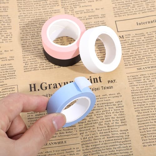 4 Roll Washi Tape, 32 Ft X 0.59" Black White Blue and Pink Washi Tape Set Low Tack Tapes Masking Self-Adhesive Tapes for Packaging Journals Scrapbooks DIY Crafts Gifts - color: Black White Blue and Pink