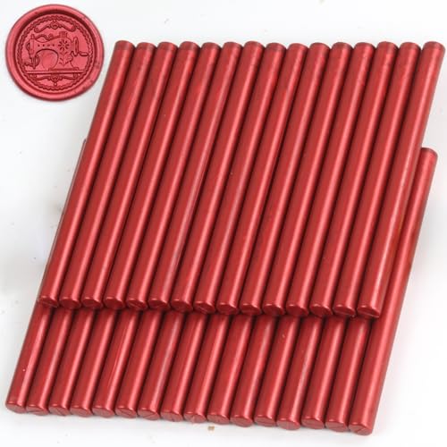 Flame Red Wax Seal Sticks, 30pcs Sealing Wax Sticks, HOSEALING Glue Gun Wax Seal Sticks for Wax Seal Stamp, Premium Sealing Wax for Wedding Invitations, Letter, Envelope (Mini Size) - color: Flame Red