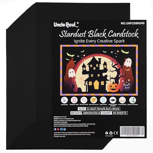 40 Sheets Stardust Black Cardstock 180gsm/65lb Construction Paper 8.5"x11" - color: Stardust Black, size: Letter Size [40 Sheets]
