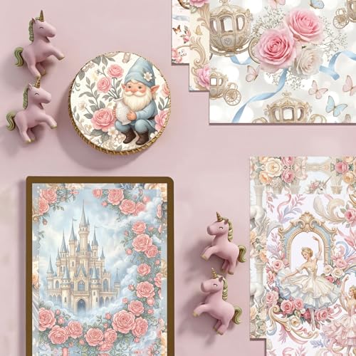 24 Sheets 11.8 x 11.8 Inch Fantasy Princess Scrapbook Paper, Double Sided Decorative Craft Paper for Junk Journals, DIY Card Making, Photo Album, Gift Wrapping & Invitations - color: White Princess