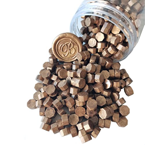 400 Pieces Sealing Wax Beads for Seal Stamp, PORXFLY Wax Seal Beads Great for Wedding Invitations, Wine Packages,Cards Envelopes, Gift Wrapping (Bronze) - color: Bronze