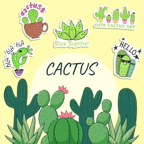 Plant Stickers 50Pcs for Water Bottles Scrapbook, Aesthetic Gifts - style: Cactus Stickers