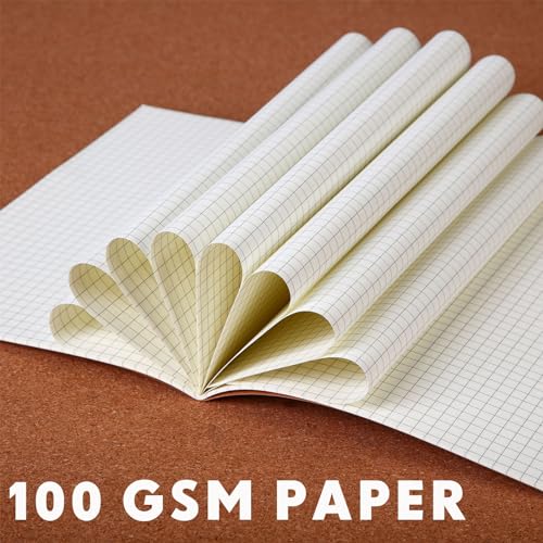 Mimorou 100 Pcs A5 Journals Notebooks Bulk,Brown,Grid | Kraft Softcover Small Notebooks 5.5 Inch x 8.3 Inch Notepads with 60 Page 30 Sheet for Writing Sketch Travel Office Supplies - color: Brown, style: Grid