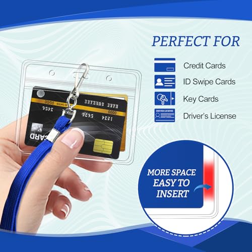 25Pcs Clear Plastic Horizontal Name Tags Badge ID Card Holders and 25Pcs Flat Neck Lanyards, Black - color: Black