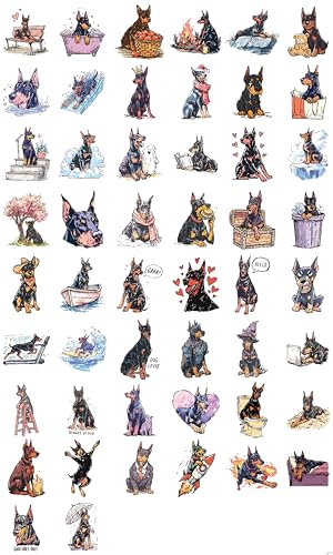 100 PCS Doberman Stickers Pack – Waterproof Dog Decals for Water Bottles, Laptops, Phones, Notebook, Cars – Cool Vibrant Graphics for Doberman Enthusiast - color: Doberman