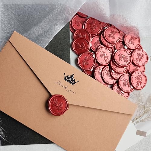 Pollize 50Pcs Wax Seal Stickers, Wedding Invitation Envelope Stickers - color: Red