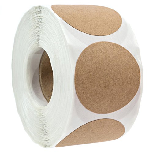 1.5" Brown Kraft Stickers / 500 Blank Brown Labels Roll/DIY Crafting Canning Project Permanent Adhesive Small Label/Made in The USA - size: 1.5"