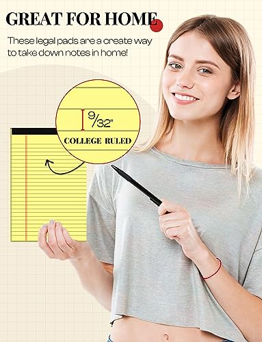 Yellow Legal Pads 5×8 Small Notepads 4 Pack Yellow Note Pads 5×8 Perforated - color: Yellow-4p