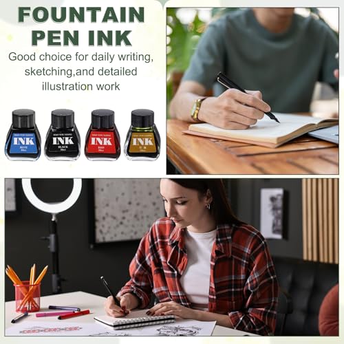 PATIKIL Fountain Pen Ink Sunset Red, 30ml Calligraphy Pen Bottled Ink Non-Carbon Colorful Smooth Flow Color Dip Drawing Set Art Supplies for Writing Painting Journaling - color: Sunset Red