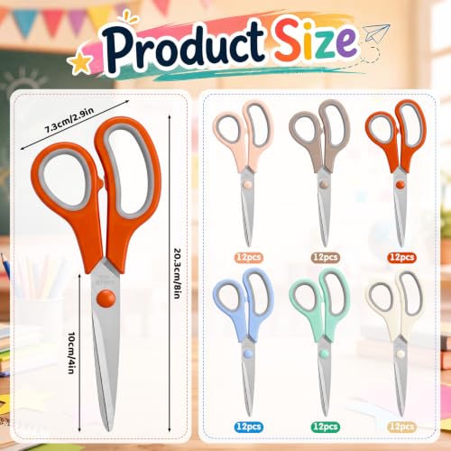 Chumia 72 Pack 8'' Scissors Bulk Multipurpose for Office Home, Morandi