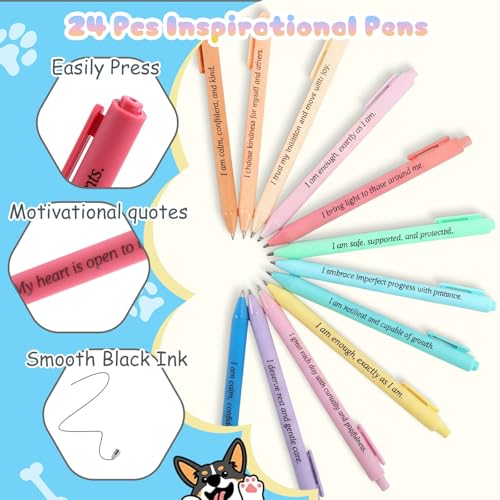 Mooliwe 48 Pcs Affirmation Notebooks Pens Bulk Gifts, Gratitude,Dog | Small Bags Included, Motivational Notepads for Women, Daily Affirmations Journal, Stress Relief Self-care, Employee Rewards - style: Dog