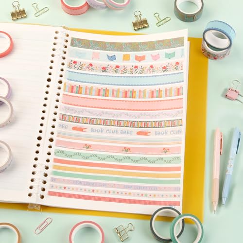 Washi Tape Set of 18 Rolls, Assorted Sizes, Decorative Tape for Journaling, Scrapbook, DIY Décor, Craft Supplies, Gift Wrapping, Book Lovers - color: Book Lovers