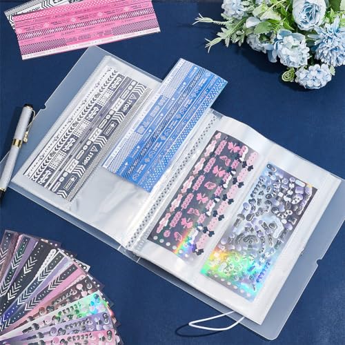 BENECREAT Clear Sticker Organizer Binder Storage Book for Sticker Storage with 26 Pack 2-Pocket Sheet Protectors for Planner Scrapbook, Journal Stickers Collection - size: 8x6.5 Inch