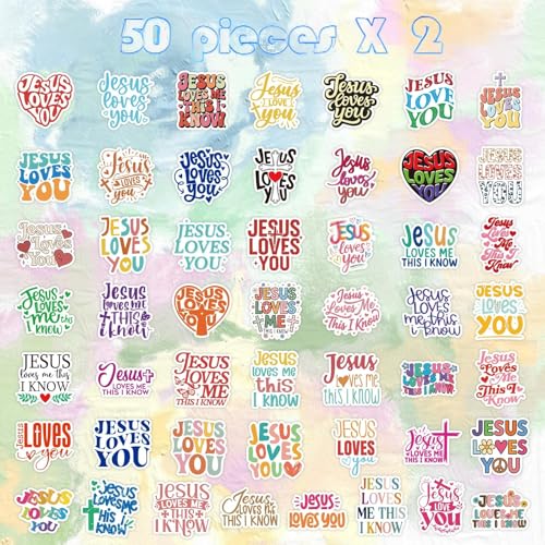 100 Pcs Jesus Loves You Christian Religious Stickers for Adults - style: Jesus Loves You