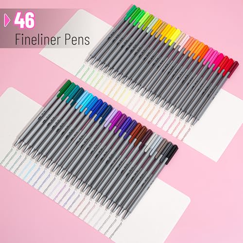 Mr. Pen- Colored Fineliner Pens, 46 Pack, 0.4mm Fine Point - color: Assorted Colors, size: 46 Pack