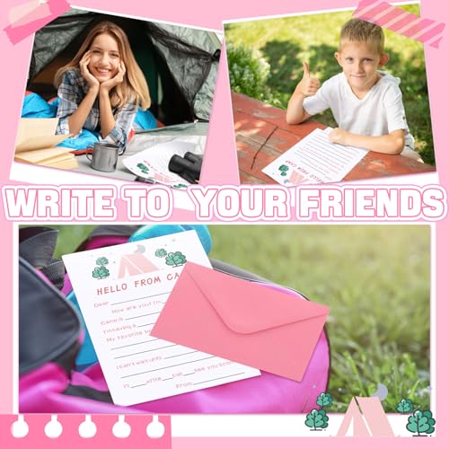Honoson 48pcs/24set Camp Stationary for Girls, Cards and Envelopes