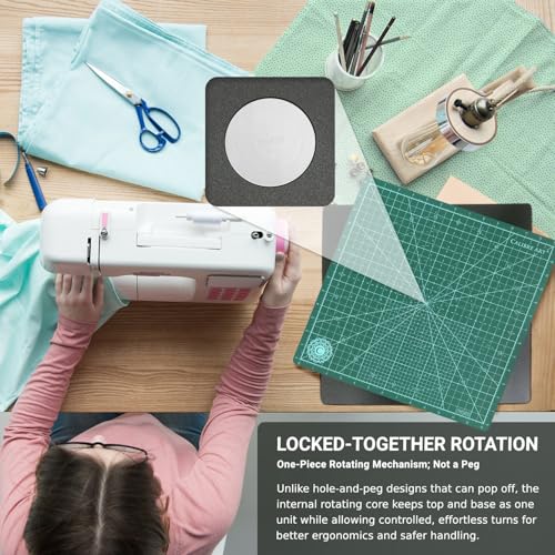 Calibre Art Rotating Self Healing Cutting Mat 18x18 (17" Grid), Quilting | Perfect for Quilting & Art Projects. Smooth, Non-detachable Rotation, Warp-Proof & Odorless, EN 71-3 Certified.
