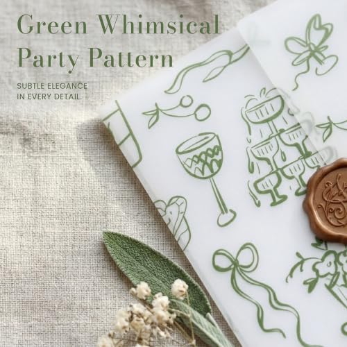 Vellum Paper 5x7 Pre-Folded Green Party Pattern, Vellum Jackets 30 Pcs - color: Green Party Party Joy