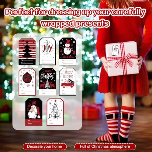 Outus 800 Pcs Christmas Gift Tags to from Labels 8 Styles, Classic Style - style: Classic Style