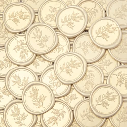 Pollize 50Pcs Wax Seal Stickers, Wedding Invitation Envelope Stickers - color: Ivory White