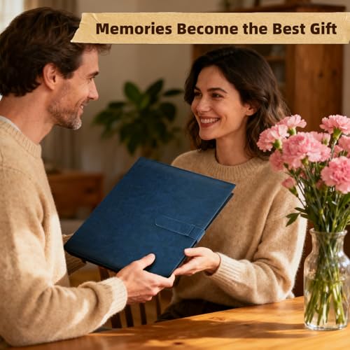 Vienrose 13"x11" Scrapbook Album Gift Set Faux Leather DarkBlue 60 Pages - color: Navy Blue, size: 12.8"X11.2" 30Sheets