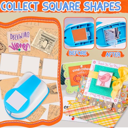 Square Punch Square Hole Punch for Crafts Squares Paper Punches for Crafting Squares Puncher for Scrapbooking 1.5 inch Shape Hole Puncher - size: 1.5 in Blue