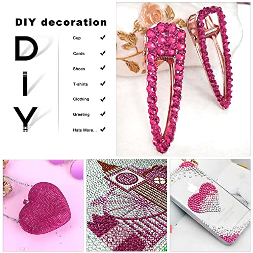 12 Grids 3792pcs Rose Flatback Rhinestones Set for Nail, Art, Crafts, Makeup, Tumblers Glitter Round with Tweezers and Picking Pen(SS6~SS20) - color: Light Rose