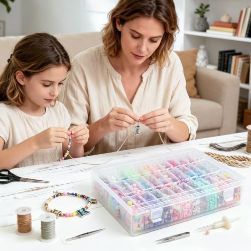 Bead Organizer Box, 72-Pcs Mini Clear Bead Storage with Lid, 2 Pack