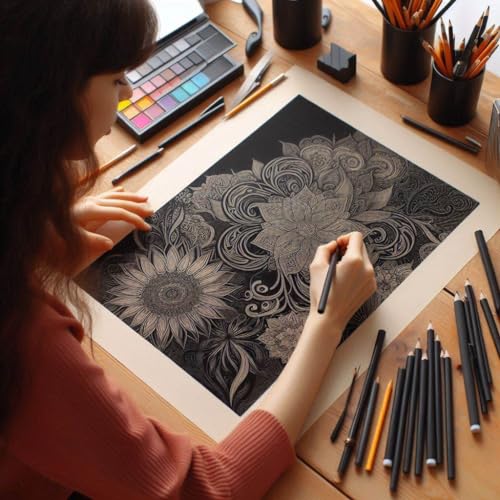 Raimarket 120 Sheets Carbon Paper for Tracing – Durable Smudge-Resistant Graphite Transfer Paper for Drawing, Sketching & Craft Projects | Black Copy Paper for Wood, Canvas, Fabric & Art Surfaces - color: Carbon Paper