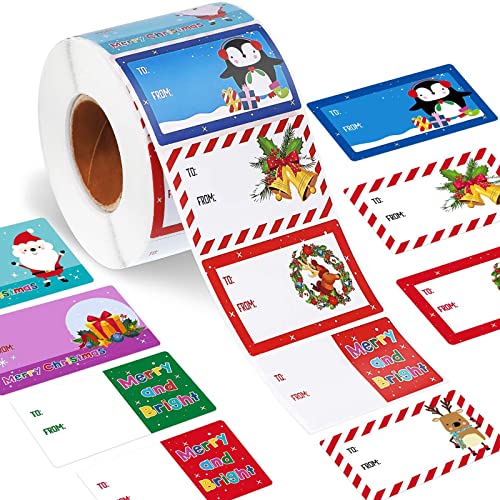 Outus 800 Pcs Christmas Gift Tags to from Labels 8 Styles,Cute Style - style: Cute Style
