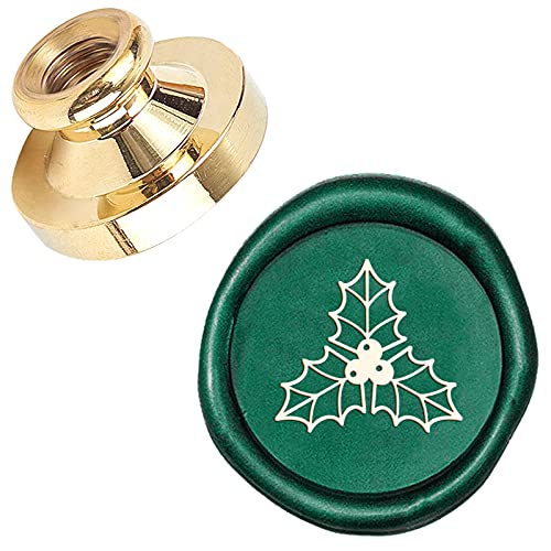 CRASPIRE Christmas Holly Sealing Wax Stamp X'Mas EVE Merry Christmas 25mm Replaceable Wax Seal Stamp Brass Head for Christmas Invitations Envelope Cards Holiday - style: Christmas Holly
