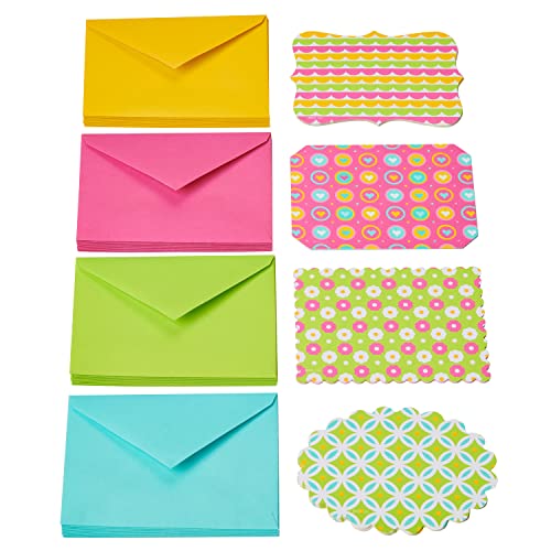 American Greetings Single Panel Blank Cards with Envelopes, Bright Colors, Patterns and Shapes (40-Count) - color: blue, green, yellow, pink
