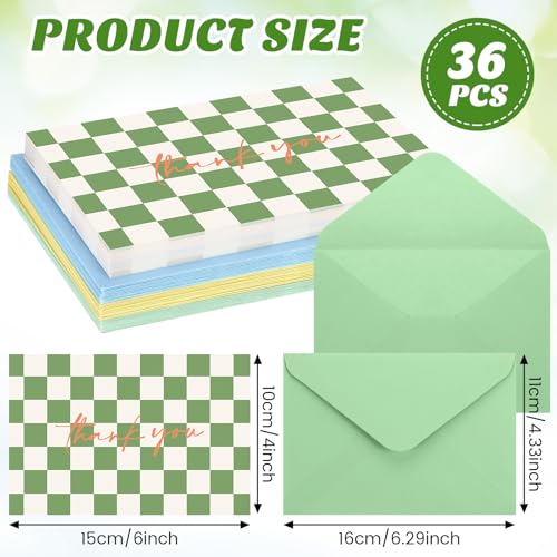 Eaasty 36 Pcs Summer Thank You Cards with Envelopes,Checkerboard - style: Checkerboard