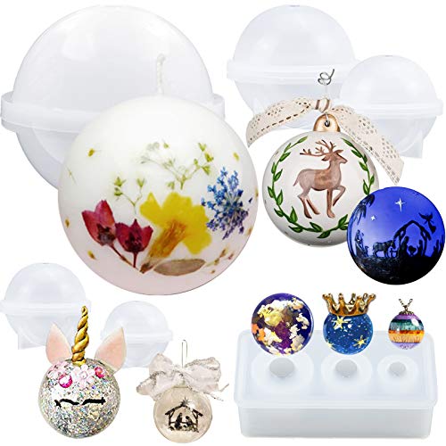 FUNSHOWCASE Sphere Resin Epoxy Silicone Molds for Jewelry Casting, Candle Making, Wax, Homemade Soap, Bath Bomb Craft Assorted Size 8-Count - size: 8 molds 0.8"-4"