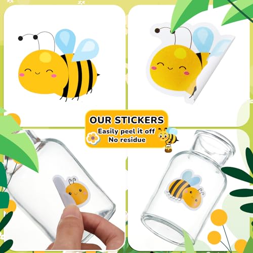 Qeeenar 500 Pcs Bee Decals Roll, Cute Animal Reward Stickers for Kids | Cute Bee Designs with Honey Motifs, Ideal for Classroom Incentives, Party Favors, Teacher Rewards, Kids Scrapbooking - style: Bee
