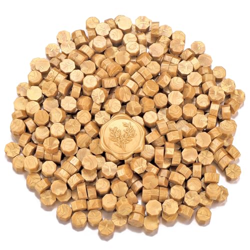 Yoption 360Pcs Light Gold Sealing Wax Beads, Vintage Wax Seal Beads for Embellishment of Wedding Invitation, Envelope, Gift Wrapping, Wine Package - color: Light Gold