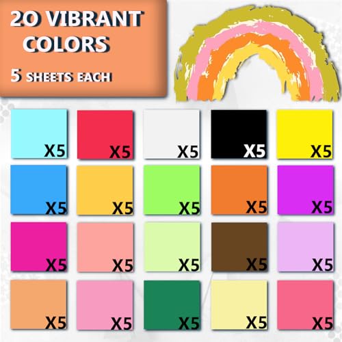 100 Sheets Colored Printer Paper 20 Assorted Colors 8.3 X 11.7" - size: 100 Sheets / 8.3×11.7 "/ 20 Colors